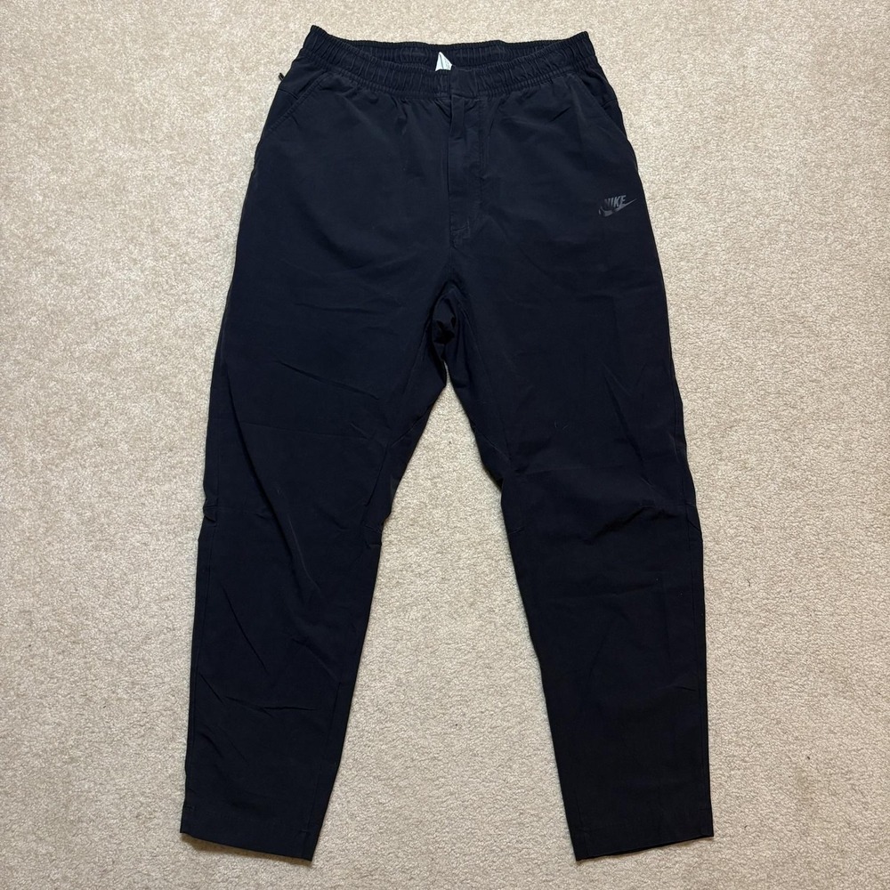 Nike Track Pants Mens Large Black Escrow Woven Zip Pockets Elastic Athletic Gym